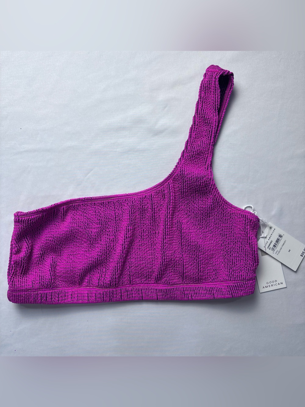 Good American One-Shoulder Crop Bralette in Fuchsia